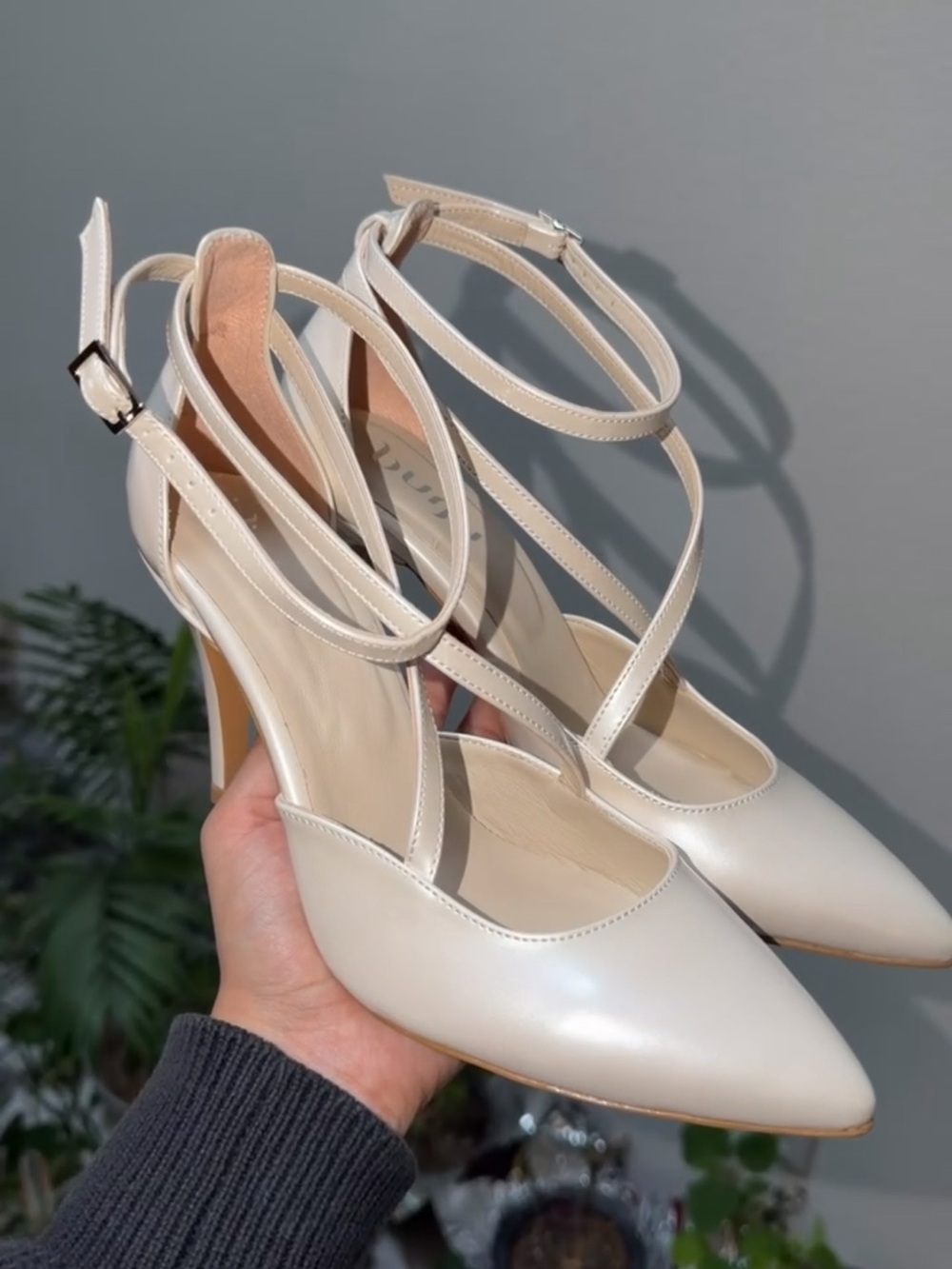 Burju Heels Ankle-Strap Cream